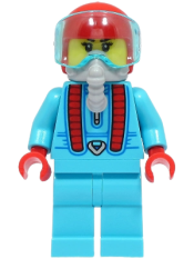 LEGO Stuntz Driver - Female, Medium Azure Jumpsuit, Red Helmet minifigure