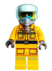 LEGO Fire - Reflective Stripes, Bright Light Orange Suit, White Helmet, Breathing Apparatus, Sunglasses minifigure