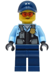 LEGO Police - City Officer Male, Safety Vest with Police Badge, Dark Blue Legs, Dark Blue Cap, Orange Glasses minifigure