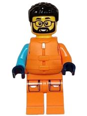 LEGO Arctic Explorer - Male, Shoulder Bag, Glasses, Black Hair, Orange Life Jacket minifigure