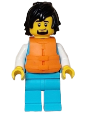 LEGO Arctic Explorer - Male, Stethoscope, Medium Azure Legs, Black Hair, Orange Life Jacket minifigure