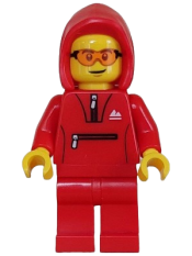 LEGO Mountain Bike Cyclist - Male, Red Tracksuit (Hoodie) minifigure