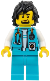 LEGO Arctic Explorer - Male, Stethoscope, Medium Azure Legs, Black Hair set