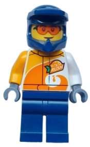 LEGO Quad Driver - Male, 'ViTA RUSH' Uniform, Dark Blue Legs, Dark Blue Helmet, Safety Glasses minifigure