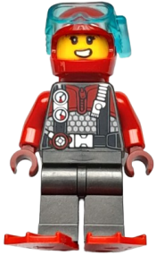 LEGO Diver - Female, Red Helmet, Air Tanks, and Flippers minifigure