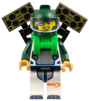 LEGO Astronaut - Male, Dark Green Helmet, Bright Green Backpack with Solar Panels, White Space Suit with Dark Green Arms minifigure