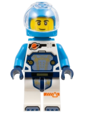 LEGO Astronaut - Male, Dark Azure Helmet, Dark Azure Backpack, White Space Suit with Dark Azure Arms, Smirk minifigure