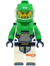 LEGO Astronaut - Male, White Spacesuit with Bright Green Arms, Bright Green Helmet, Bright Green Backpack with Solar Panel, Goatee minifigure