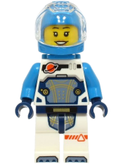 LEGO Astronaut - Female, White Spacesuit with Dark Azure Arms, Dark Azure Helmet, Dark Azure Backpack, Hearing Aid minifigure