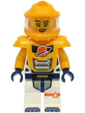 LEGO Astronaut - Female, White Spacesuit with Bright Light Orange Arms, Bright Light Orange Helmet, Bright Light Orange Armor minifigure