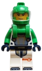 LEGO Astronaut - Female, Bright Green Helmet, Bright Green Backpack with Solar Panel and Plate with Clip, White Space Suit with Bright Green Arms minifigure