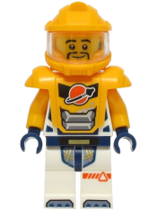 LEGO Astronaut - Male, White Spacesuit with Bright Light Orange Arms, Bright Light Orange Helmet, Bright Light Orange Armor minifigure