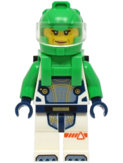 LEGO Astronaut - Female, White Spacesuit with Bright Green Arms, Bright Green Helmet, Bright Green Backpack with Solar Panel, Closed Mouth minifigure