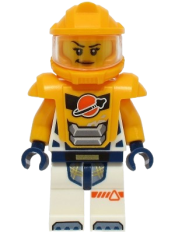 LEGO Astronaut - Female, White Spacesuit with Bright Light Orange Arms, Bright Light Orange Helmet, Bright Light Orange Armor with Ingot minifigure