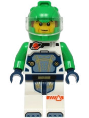 LEGO Astronaut - Male, White Spacesuit with Bright Green Arms, Bright Green Helmet, Trans-Clear Visor minifigure