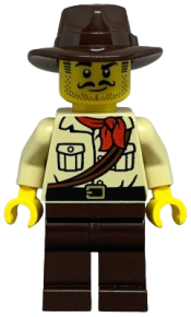 LEGO Jungle Explorer - Male, Tan Shirt, Dark Brown Legs and Fedora minifigure