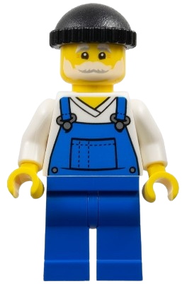 LEGO Fisherman - Black Knit Cap, Blue Overalls minifigure