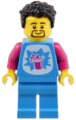 LEGO Robot World Slushy Vendor - Male, Dark Azure Shirt and Legs, Black Hair minifigure