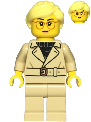 LEGO Sports Car Driver - Female, Tan Jacket and Legs, Bright Light Yellow Ponytail, Glasses minifigure