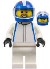 LEGO Formula 1 Driver, VCARB - Male, White Racing Suit, Blue Helmet, Trans-Clear Visor, Stubble set