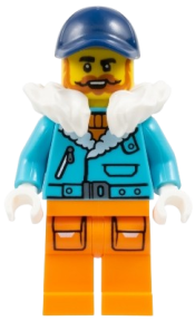 LEGO Arctic Explorer Captain - Male, Medium Azure Jacket, White Fur Collar, Dark Orange Beard, Dark Blue Cap set