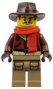 LEGO Arctic Explorer - Male, Reddish Brown Fedora and Coat, Dark Tan Legs, Red Scarf (Johnny Thunder) set