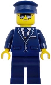 LEGO Passenger Plane Pilot - Male, Dark Blue Suit with Tie and Hat set