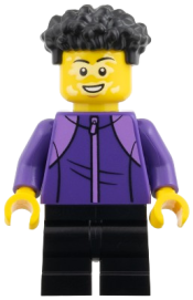 LEGO Child - Boy, Dark Purple Tracksuit, Black Medium Legs, Coiled Hair set