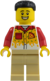 LEGO Pizza Chef - Male, Tan Legs, Black Hair set