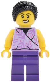 LEGO Lava Land Patron - Female, Lavender Sleeveless Top, Dark Purple Legs, Black Hair set