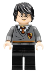 LEGO Harry Potter, Gryffindor Stripe and Shield Torso, Black Legs, Tousled Hair minifigure