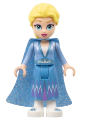 LEGO Elsa - Glitter Cape with Two Tails, Medium Blue Skirt with White Shoes, Small Open Smile minifigure