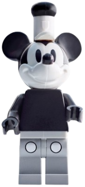 LEGO Mickey Mouse - Vintage, Light Bluish Gray Legs, White Hat with Black Top minifigure