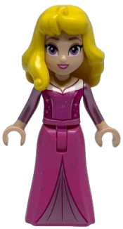 LEGO Aurora - Dark Pink Dress, Metallic Pink Sleeves, Gold Necklace, Yellow Hair minifigure