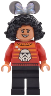 LEGO Main Street, U.S.A. Park Guest - Female, Red Star Wars Sweater with Stormtrooper, Black Legs set