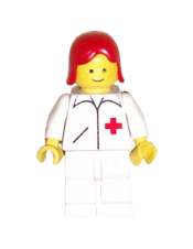 LEGO Doctor - Straight Line, White Legs, Red Female Hair minifigure