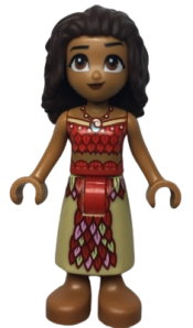 LEGO Moana - Mini Doll, Red and Tan Top and Long Skirt with Feathers minifigure