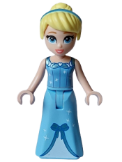 LEGO Cinderella - Dress with Sparkles and Bow, Bright Light Blue Top, Coral Lips, Thin Hinge minifigure