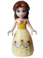 LEGO Belle - Dress with Red Roses, no Sleeves, Dark Pink Lips, Open Mouth, Long Eyelashes minifigure