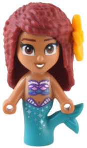 LEGO Ariel, Mermaid (Medium Nougat) - Micro Doll, Bright Light Orange Flower minifigure