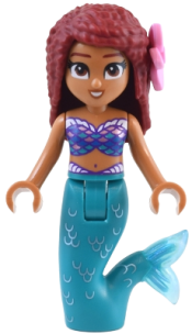 LEGO Ariel, Mermaid (Medium Nougat) - Mini Doll, Bright Pink Flower minifigure