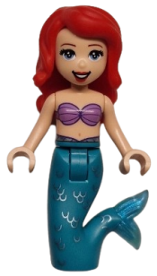 LEGO Ariel, Mermaid (Light Nougat) - Medium Lavender Shell Bra Top, Dark Turquoise Tail, Medium Blue Eyes minifigure