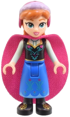 LEGO Anna - Blue Skirt, Black Boots and Black Top, Light Aqua Sleeves, Magenta Cape minifigure