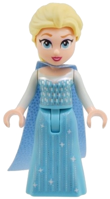 LEGO Elsa - Medium Azure Skirt, Medium Blue Long Narrow Glitter Cape, Open Mouth minifigure