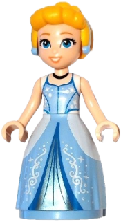 LEGO Cinderella - Bright Light Blue and Metallic Light Blue Ball Gown, Bright Light Orange Hair set