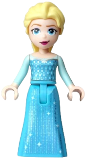 LEGO Elsa - Medium Azure Dress, Medium Blue Long Narrow Glitter Cape, Smirk Narrow set