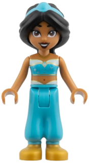 LEGO Jasmine - Top with Sparkles and Gold Trim, Open Mouth, Plain Tiara set