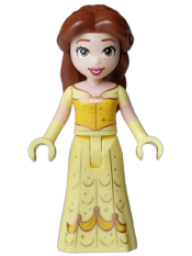 LEGO Belle - Mini Doll, Yellow and Bright Light Yellow Dress with Skirt Full Length, Gold Brooch set