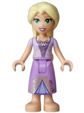 LEGO Rapunzel (Medium Tan) - Mini Doll, Lavender Top, Medium Lavender Dress, Bright Pink Flower, Gold Bow set