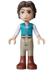 LEGO Flynn Rider (Medium Tan) - Mini Doll, Dark Turquoise Vest, Thin Hinge set